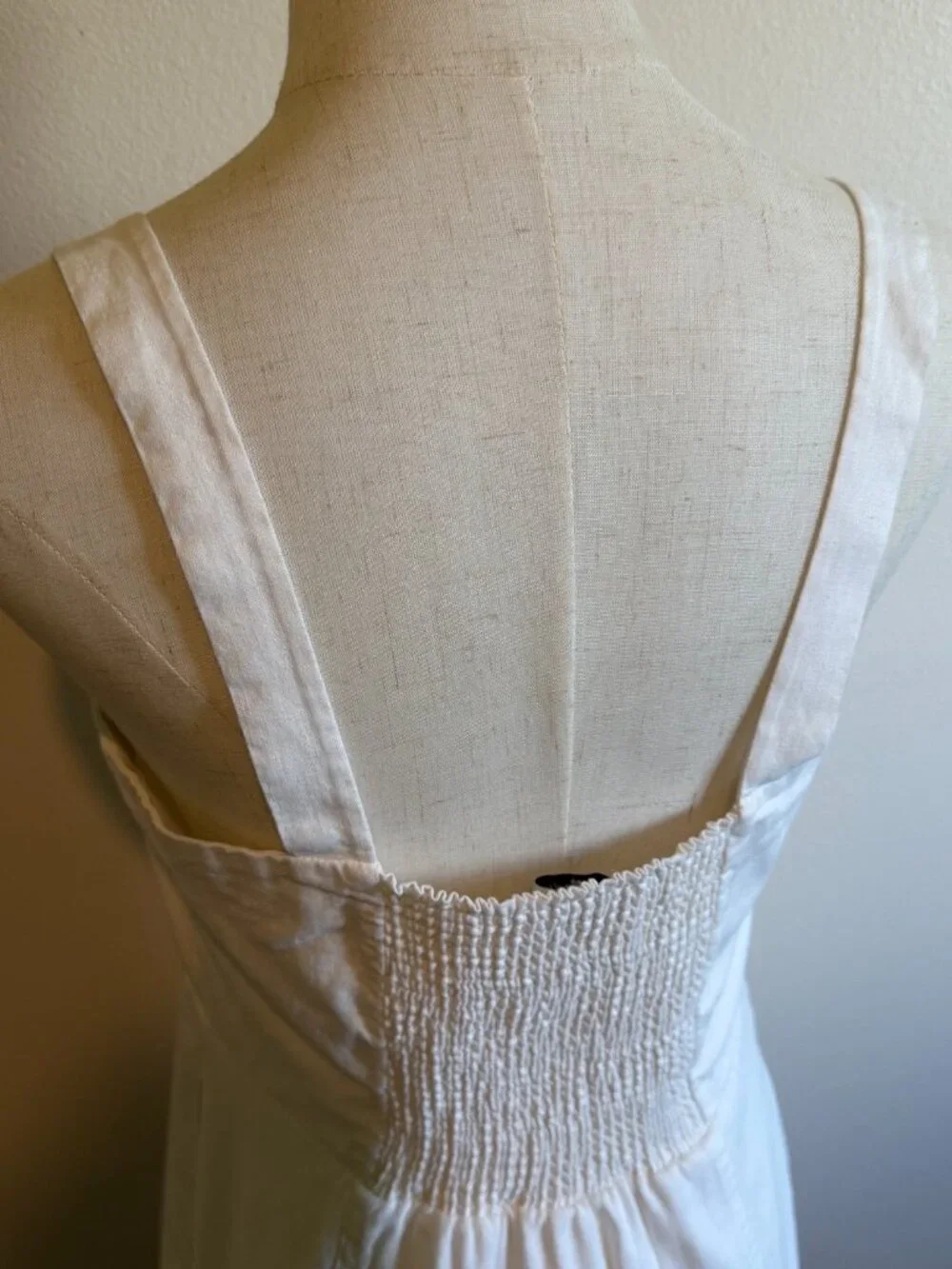 Madewell White Linen Blend Button-Front Mini Dress with Pockets - Size 6 - Picture 5 of 11